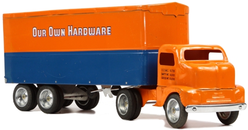 1953 Our Own Hardware Private Label Tonka Toys Semi Truck and Trailer Passenger Side View