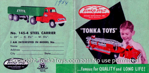 Tonka Toys Look Book lookbook Catalog Cover 1954